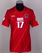 Mario Mutsch red No.17 Luxembourg v. Northern Ireland short-sleeved shirt, 2012