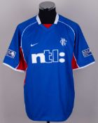 Jim McLean - Claudia Caniggia blue No.7 Rangers short-sleeved shirt, 2001-02