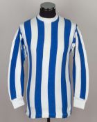 Tommy McLean blue and white No.7 Kilmarnock match worn long-sleeved shirt, 1964-65