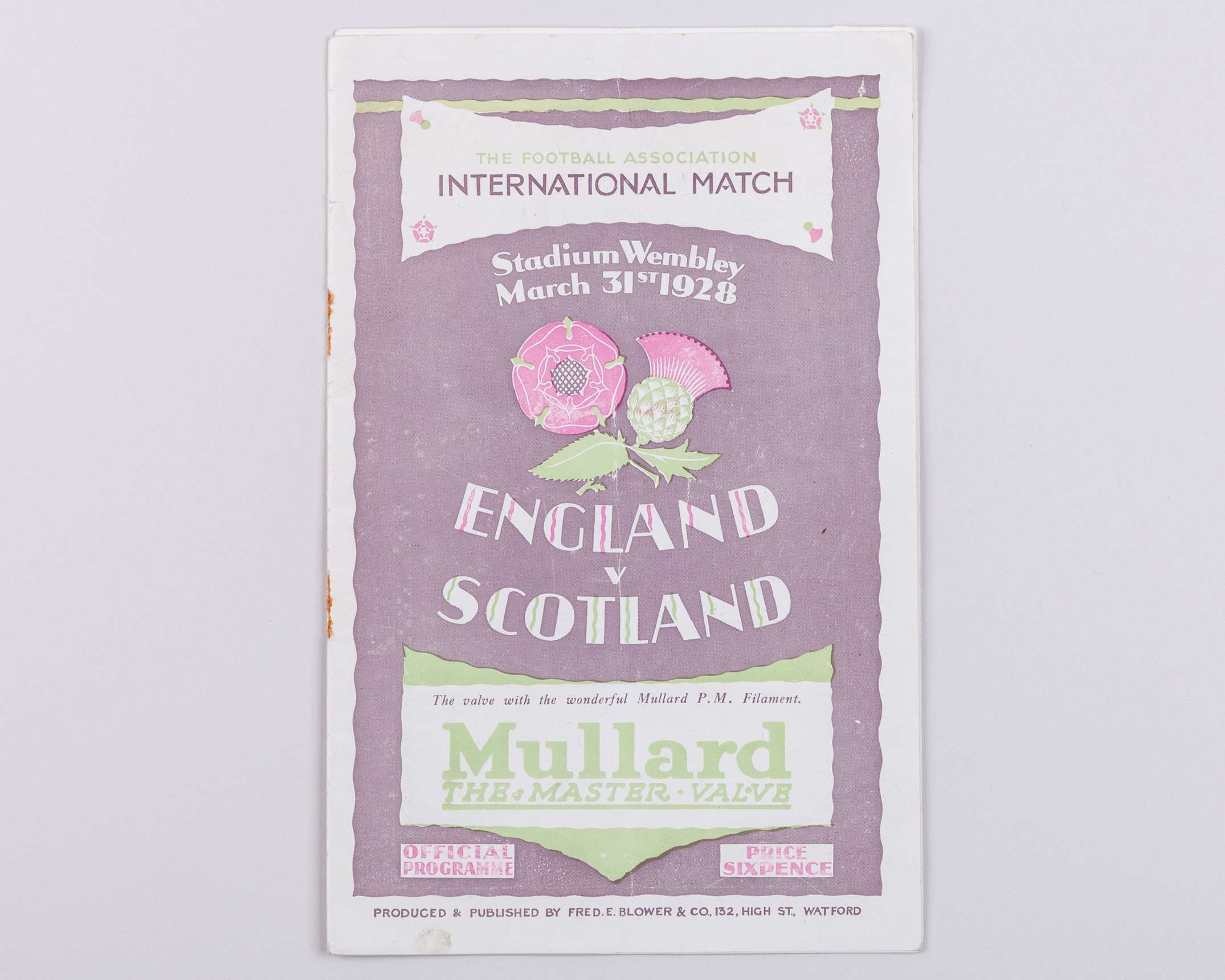 England v. Scotland International match programme, 31st March 1928
