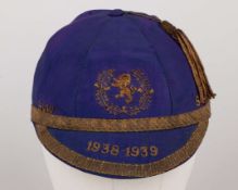 Andrew Beattie blue Scotland v. Ireland and Wales International cap, 1938-39