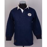 Ian Smith blue No.15 Scotland v. Wales rugby long-sleeved shirt, 1970