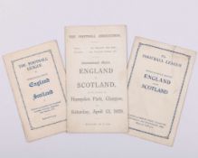 An England v. Scotland itinerary card for the International at Hampden, 13th April 1929