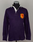 Allan Brown blue No.8 Scotland v. USA long-sleeved shirt, 1952