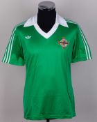 Jim McLean green and white No.12 Northern Ireland short-sleeved shirt, c.1980