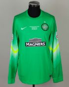 Lukasz Zaluska green Celtic v. Dundee United Scottish League Cup Final keeper shirt, 2015
