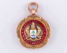 Dougie Gray 9ct gold and enamel Glasgow Charity Cup winners medal, 1928