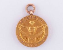 Dougie&nbsp; Gray 9ct gold Glasgow Charity Cup winners medal, 1929