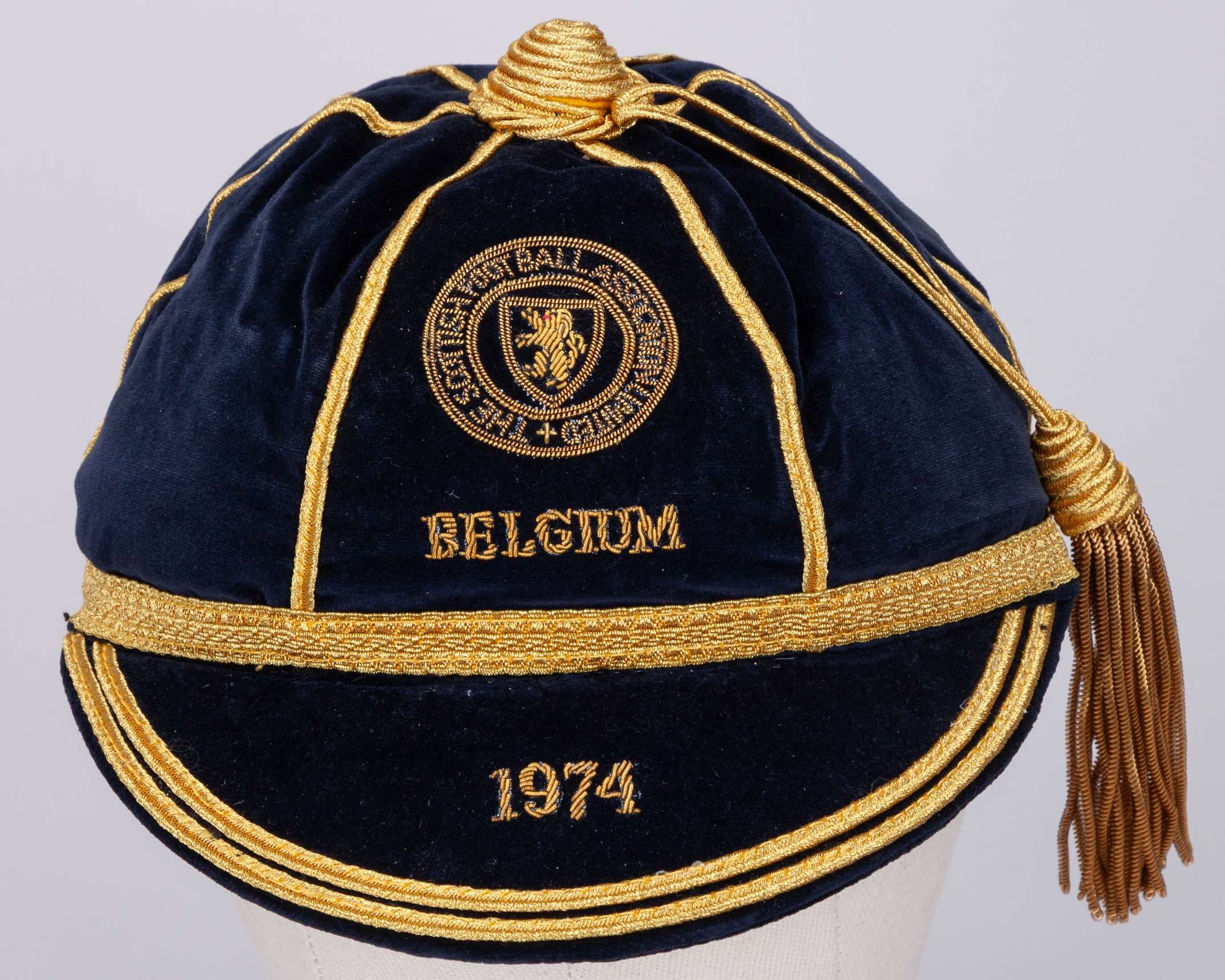 Willie Morgan blue Scotland v. Belgium International cap, 1974