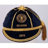 Willie Morgan blue Scotland v. Belgium International cap, 1974
