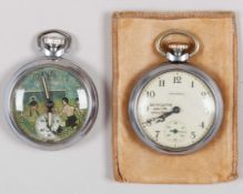 A white-metal Ingersoll 1957 F.A.Cup commemorative pocket watch