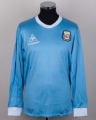 Diego Maradona sky blue No.10 Argentina Copa America long-sleeved shirt, 1987