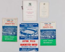 Aston Villa 1957 F.A.Cup final a celebration dinner menu card, 4th May 1957