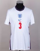 James Justin white No.3 England v. Hungary short-sleeved shirt, 2022