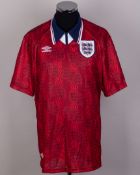 Red No.7 England short-sleeved shirt, 1993-95