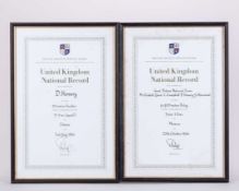 David Hemery three United Kingdom National Record signed by his Royal Highness Prince Phillip