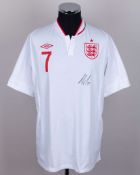 Andros Townsend white No.7 England autographed short-sleeved shirt, 2012-13
