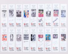 Thirty-six British athletic athletes autographed bookmarks