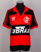 Zico red and black No.10 Flamengo short-sleeved shirt, 1989