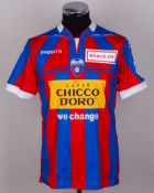 Gaston Magnetti red and blue No.10 Chiasso short-sleeved shirt