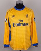 Gianfranco Zola yellow and blue No.25 Chelsea autographed long-sleeved shirt, 2000-02