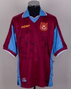 Claret and blue West Ham United autographed replica short-sleeved shirt, 1997-98