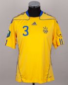 Artem Fedetskyi yellow and blue No.2 Ukraine short-sleeved shirt, 2011