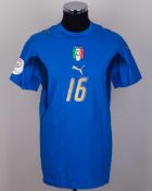 Mauro Camoranesi blue No.16 Italy v. France short-sleeved shirt, 2007