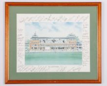 The Lord's Pavilion by David Gentleman autographed cricket print