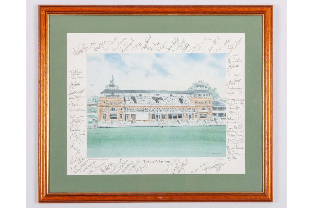 The Lord's Pavilion by David Gentleman autographed cricket print - Image 1 of 5