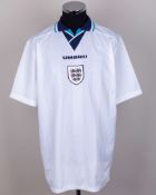 White No.16 England short-sleeved shirt, 1995-96