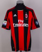 Antonio Cassano red and black No.99 AC Milan short-sleeved shirt, 2010-11