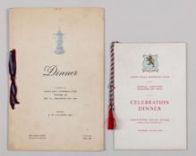 Aston Villa 1957 F.A.Cup Final two celebration menu cards&nbsp;