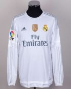 Cristiano Ronaldo white No.7 Real Madrid v. Villareal match issued long-sleeved shirt, 2015