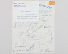 A page of seventeen Chelsea player autographs, 1966