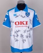 Milan Baros white and blue No.9 Portsmouth v. Fulham match worn autographed shirt, 2008