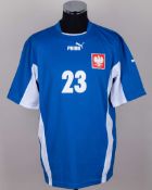 Pawel Brozek blue and white No.23 Poland v. Croatia short-sleeved shirt, 2006