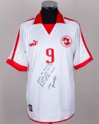 Johan Vonlanthen white and red No.9 Switzerland autographed short-sleeved shirt&nbsp;