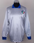 Giovanni Galli grey and blue No.1 Italy v. Norway goalkeepers shirt, 1985