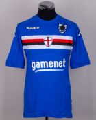 Angelo Palombo blue, white and red No.17 Sampdoria short-sleeved shirt