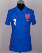 Bukayo Saka blue No.7 England v. Germany short-sleeved shirt, 2022
