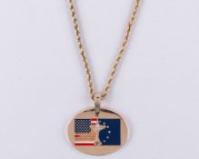John O'Leary a 2004 Oakland Hills 14k gold, enamel and gem set necklace