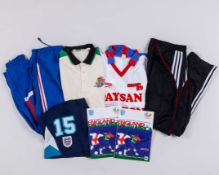 Blue No.15 England Umbro shorts, two England ties