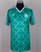 Thomas Hassler green and white No.8 Germany short-sleeved shirt, 1988-90