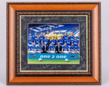 Everton 1999-2000 team photograph with autographed mount