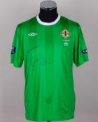 Chris Baird green No.7 Northern Ireland v. Serbia autographed short-sleeved shirt, 2011