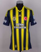 Selcuk Sahin blue and yellow No.21 Fenerbahce v. Galatasaray match issued shirt, 2013