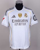 Eder Militao white No.3 Real Madrid v. Mallorca match worn short-sleeved shirt, 2025