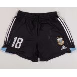 Lionel Messi a pair of black No.18 Argentina autographed shorts, 2005