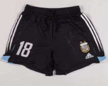 Lionel Messi a pair of black No.18 Argentina autographed shorts, 2005